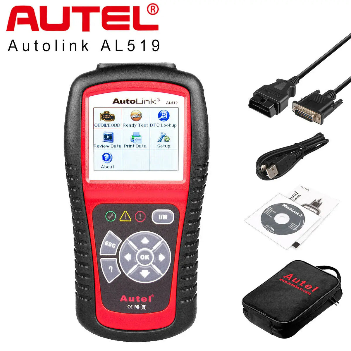 Autel AL619 AL519 OBD2 Scanner Car Diagnostic Tool Code Reader Automotriz ABS,SRS Automotive EOBD Diagnostic Scanner Scan Tool