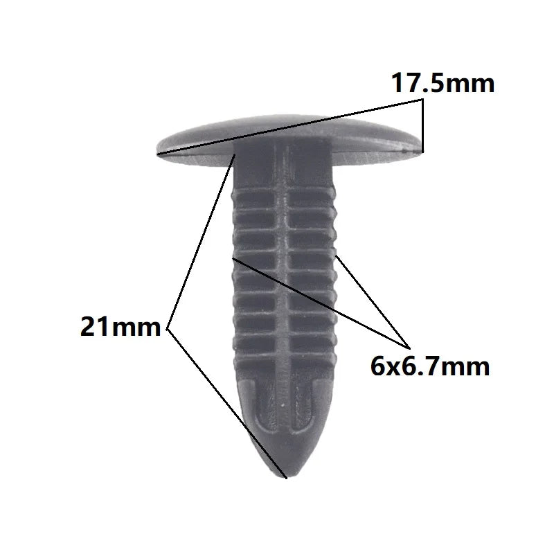 50PCS Push in 5mm 6mm 7mm 8mm Black Plastic Rivet Car Trunk Roof Trim Panel Fastener alternate view