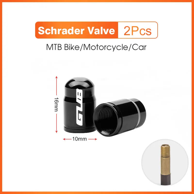 2pcs GUB Aluminum CNC Bicycle Tire Valve Cap MTB Road Bike Tube Tyre Gas Nozzle Cover close-up view