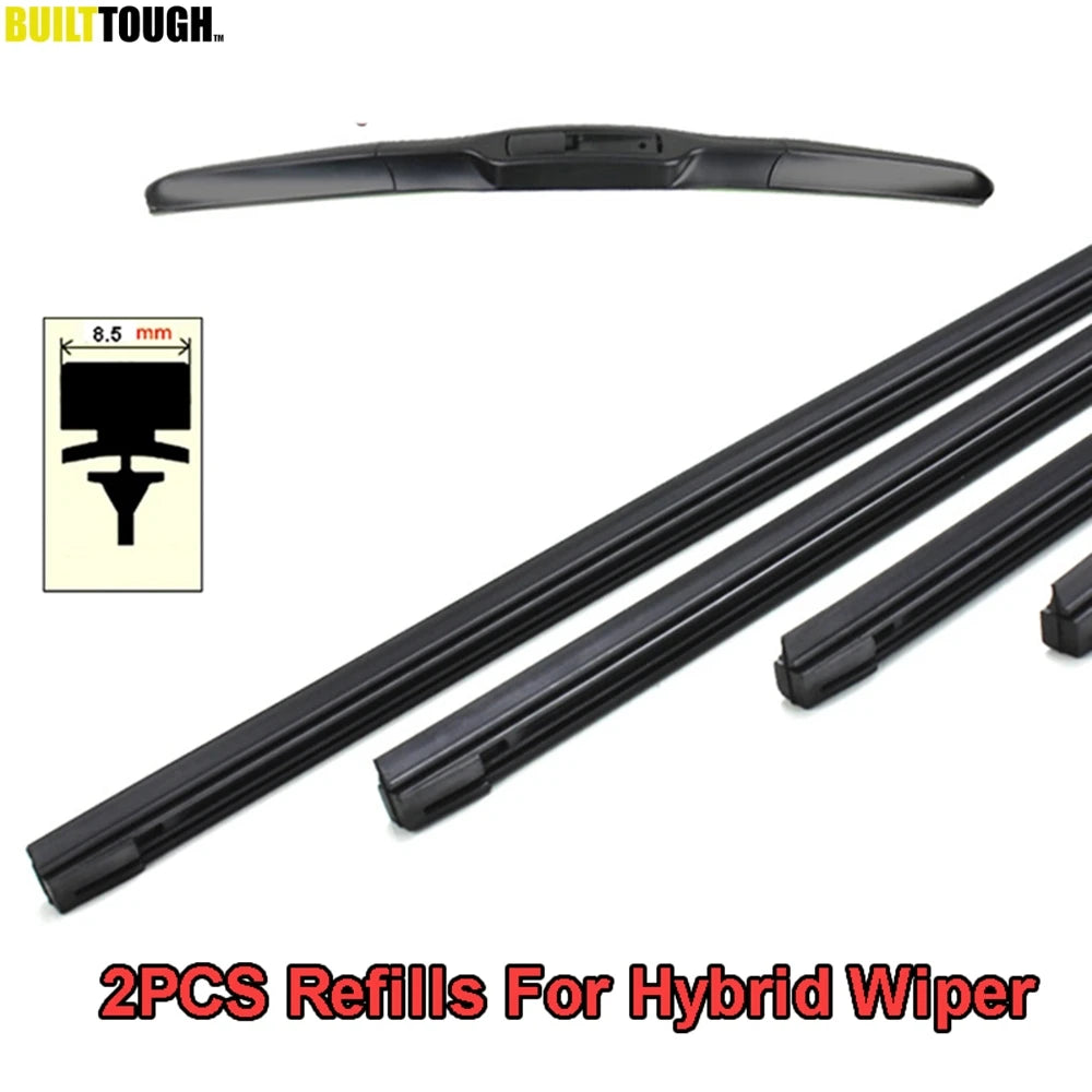2Pcs 14"-26" Auto Hybrid 3-Section Wiper Blade Rubber Refills | Front Windshield 8.5mm
