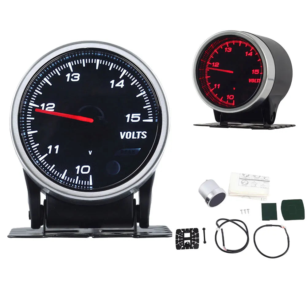 52mm Auto Gauge Meter Set with Electronic Sensors | 7 Color LED close-up view