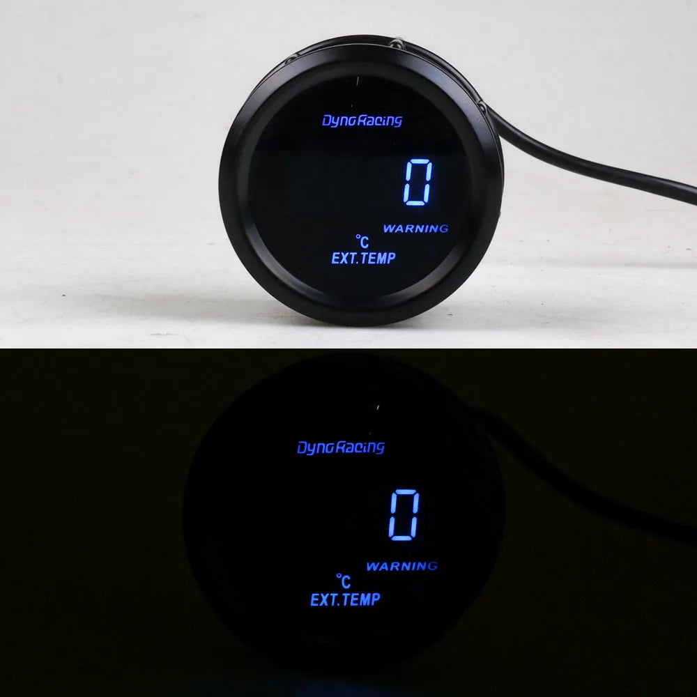 Dynoracing 2" 52mm Digital Exhaust Gas Temp Gauge | Blue LED Car EGT Meter with Sensor detail view