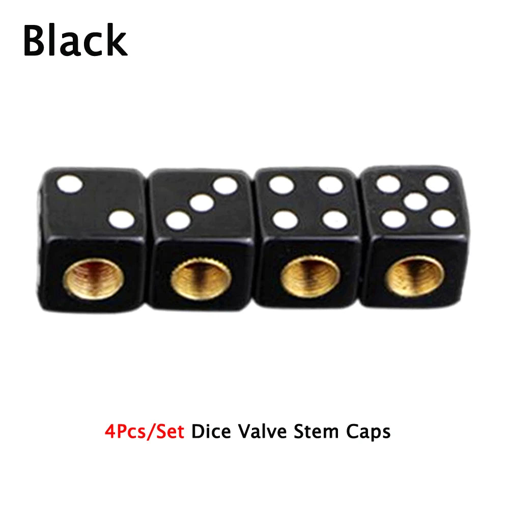 DSYCAR 4Pcs Gold Dice Tire Valve Caps | Dustproof Plastic Wheel Stem Caps for Auto Tr alternate view
