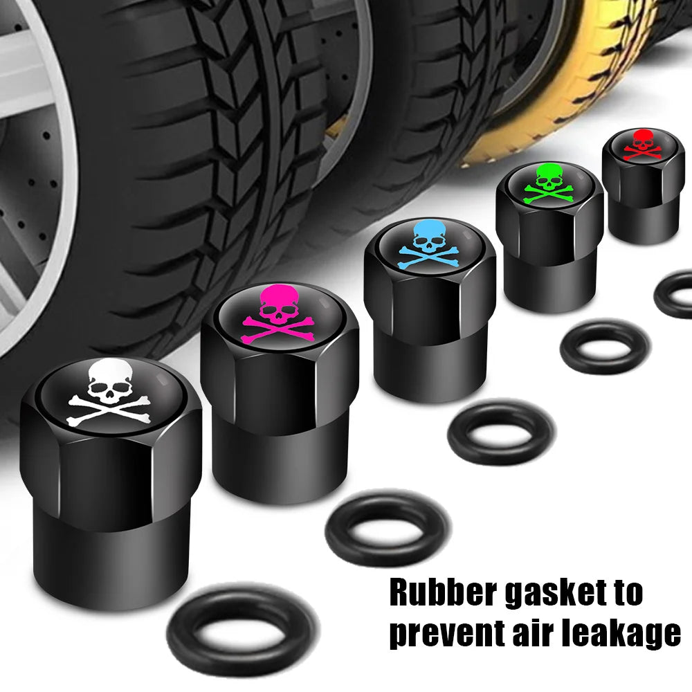 Aluminum Valve Stem Caps 4-Pack | Dust Covers for Car, Truck, Bike, Motorcycle close-up view