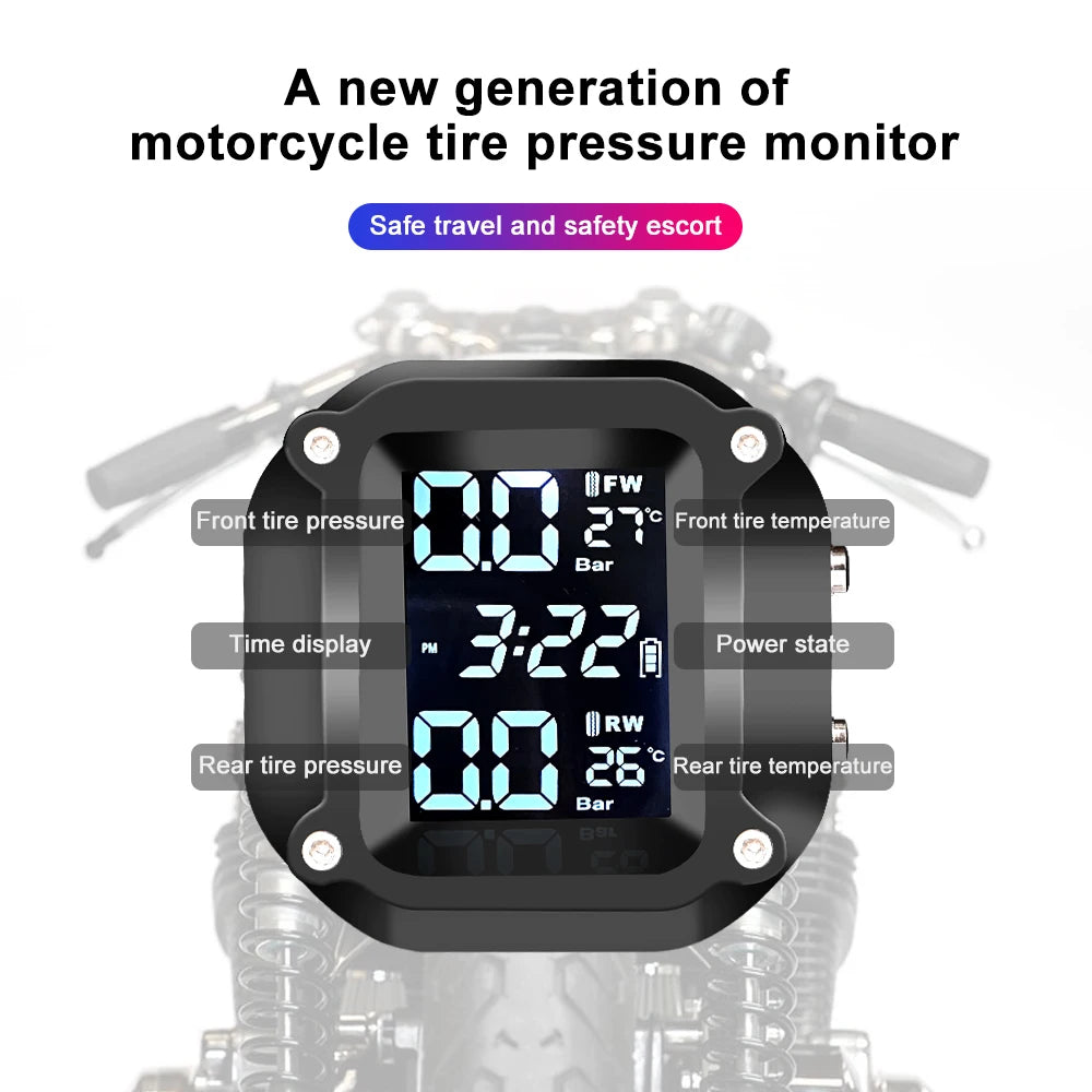 TPMS Motorcycle Tire Pressure Sensors | Real-Time Monitoring System for 2-Wheel Rider alternate view