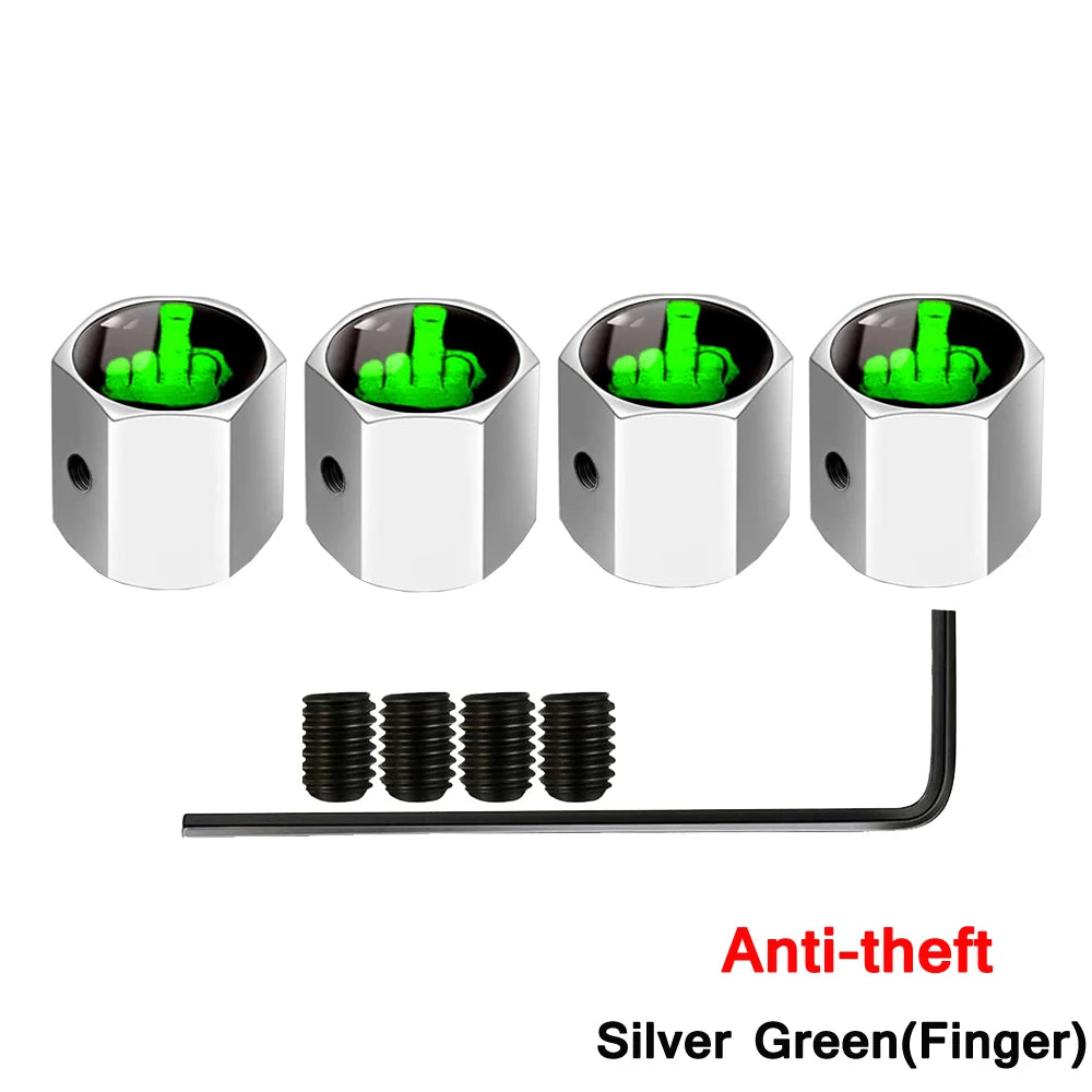 AUTCOAT Anti-theft Middle Finger Tire Valve Dust Caps | Universal Fit for Cars Truc additional angle