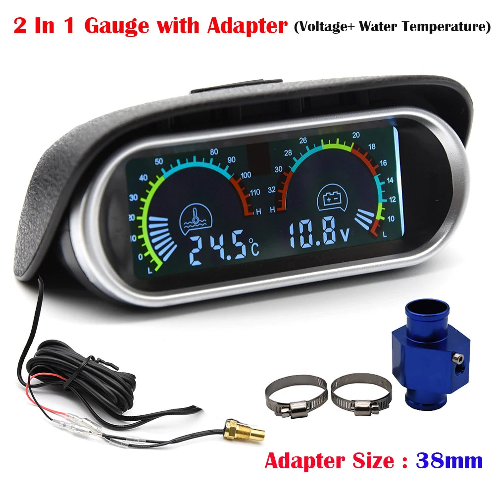 2 In 1 LCD Digital Car Truck Water Temp Gauge with 1/8 NPT Sensor and Voltmeter | 12V lifestyle view