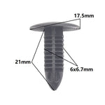 50PCS Push in 5mm 6mm 7mm 8mm Black Plastic Rivet Car Trunk Roof Trim Panel Fastener C close-up view