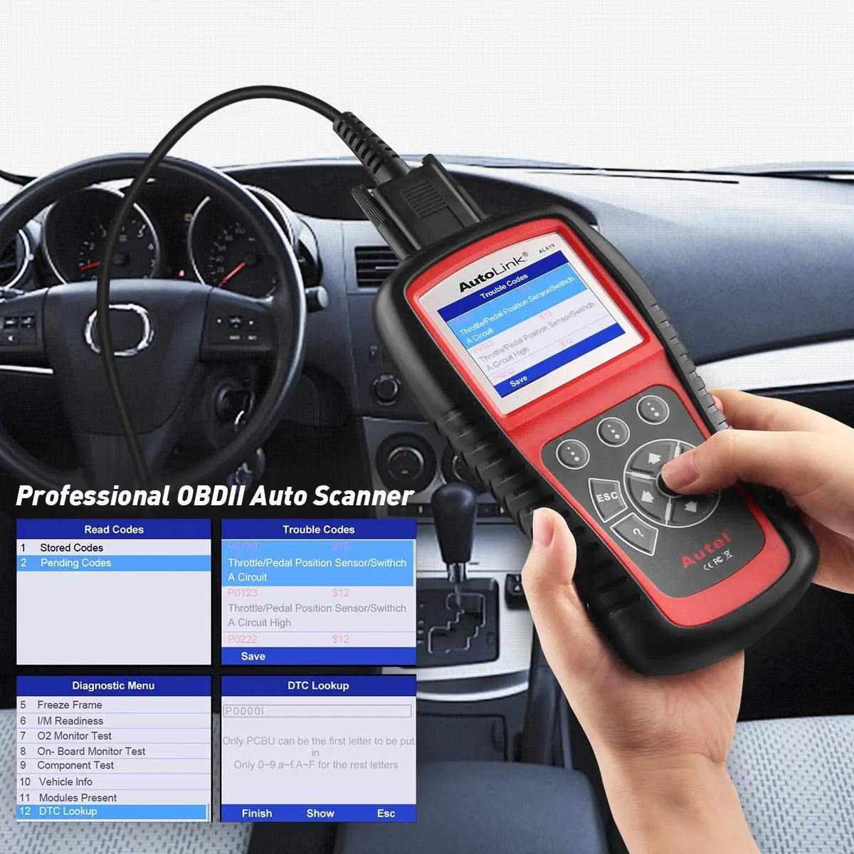 Autel AL619 AL519 OBD2 Scanner Car Diagnostic Tool Code Reader Automotriz ABS,SRS Automotive EOBD Diagnostic Scanner Scan Tool
