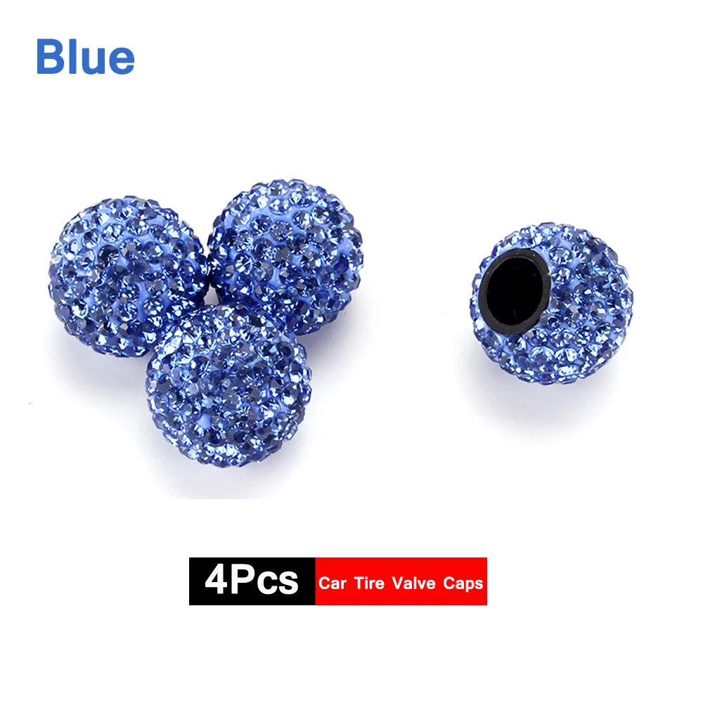 4Pcs Crystal Rhinestone Car Tire Valve Caps | Sparkly Dustproof Bling Tire Stem Cover lifestyle view