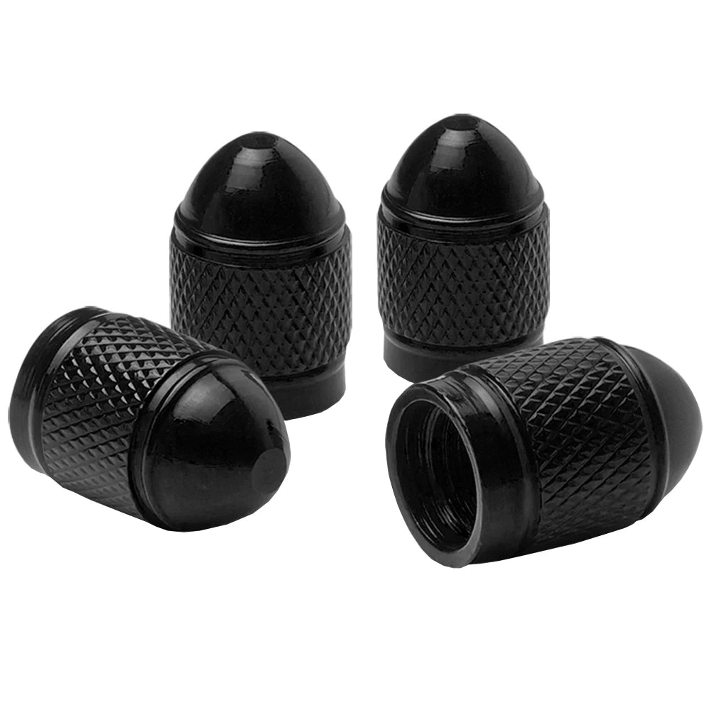 AUTCOAT Universal Aluminum Tire Valve Stem Caps for Car Truck Bike | 4 Pack Dust Cover close-up view