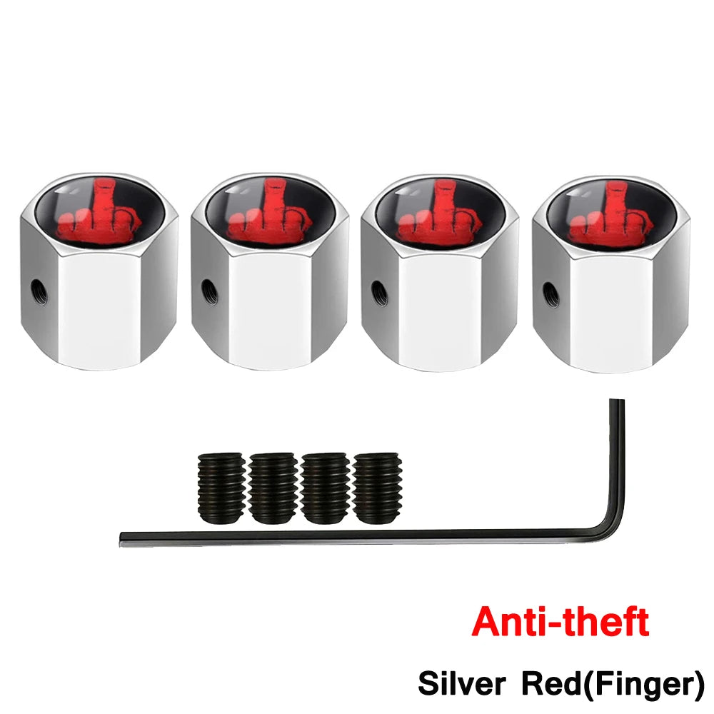 AUTCOAT Anti-theft Middle Finger Tire Valve Dust Caps | Universal Fit for Cars Trucks Mo detail view