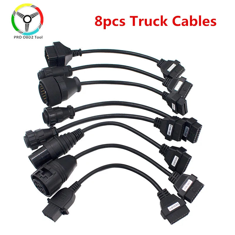 Quality TCS Car Cables Set Truck Cables Set Full 8 Cables Set With 30/20/38/3/2 Pin OBDII Diagnostic Connector For obd2 Scanner