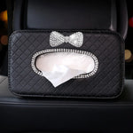 Rhinestone Car Tissue Box Holder Hanging Organizer