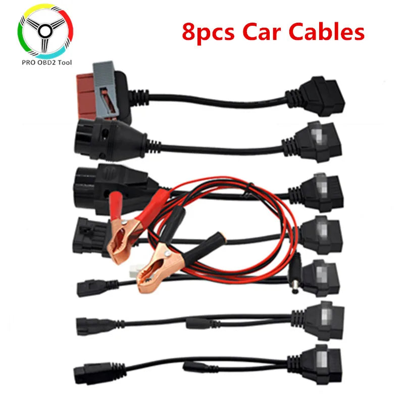 Quality TCS Car Cables Set Truck Cables Set Full 8 Cables Set With 30/20/38/3/2 Pin OBDII Diagnostic Connector For obd2 Scanner