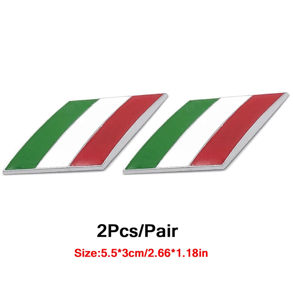 DSYCAR 2Pcs/Pair Car 3D Metal Italy Flag Emblem Badge Decals Sticker Car Exterior Access detail view
