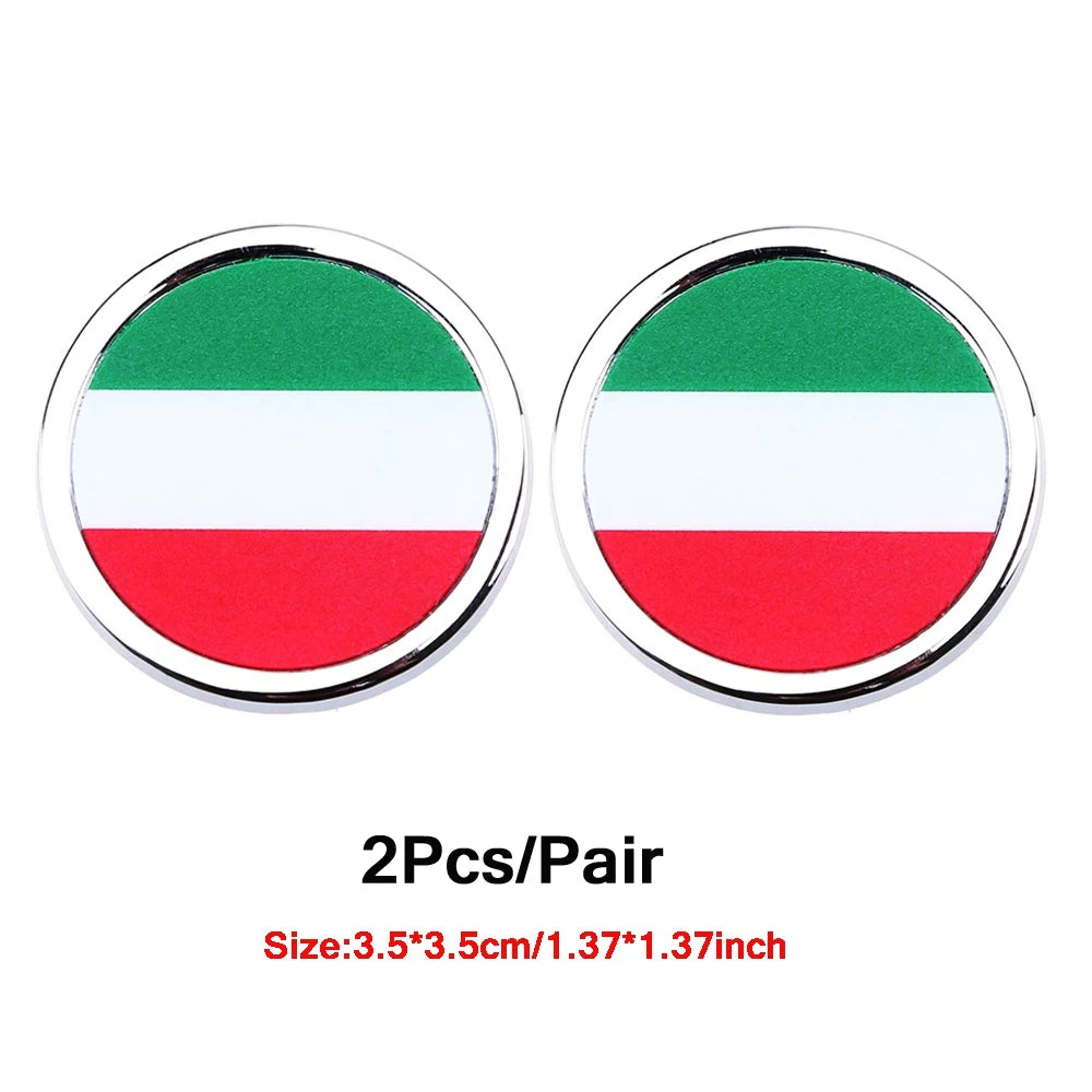 DSYCAR 2Pcs/Pair Car 3D Metal Italy Flag Emblem Badge Decals Sticker Car Exterior Acce close-up view