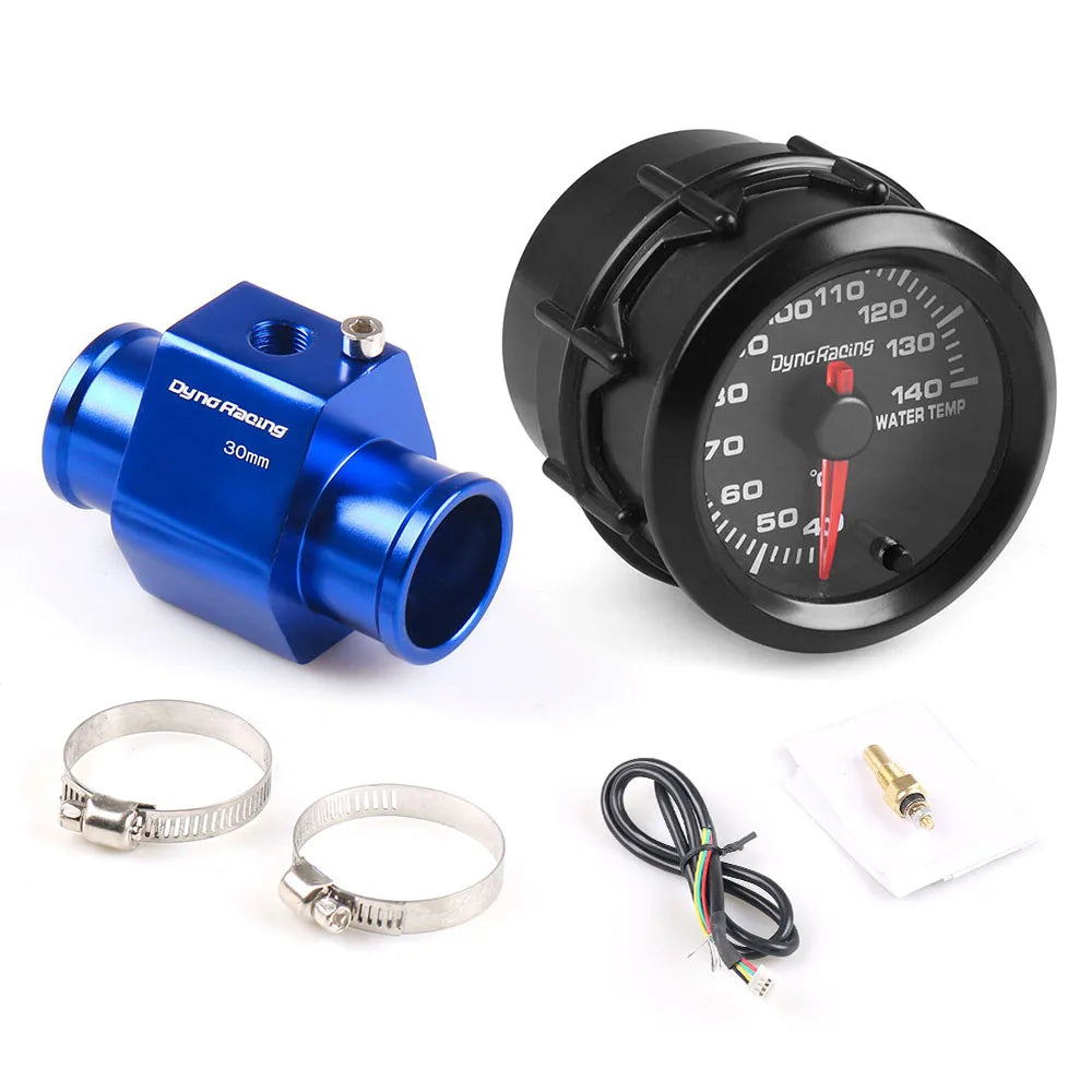 Dynoracing 2'' 52mm 7 Color LED Water Temperature Gauge | 40-140 Celsius with Sensor A close-up view