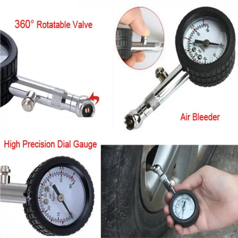Accurate Auto Tire Pressure Gauge 0-60 PSI | Dial Meter with Bleed Valve additional angle
