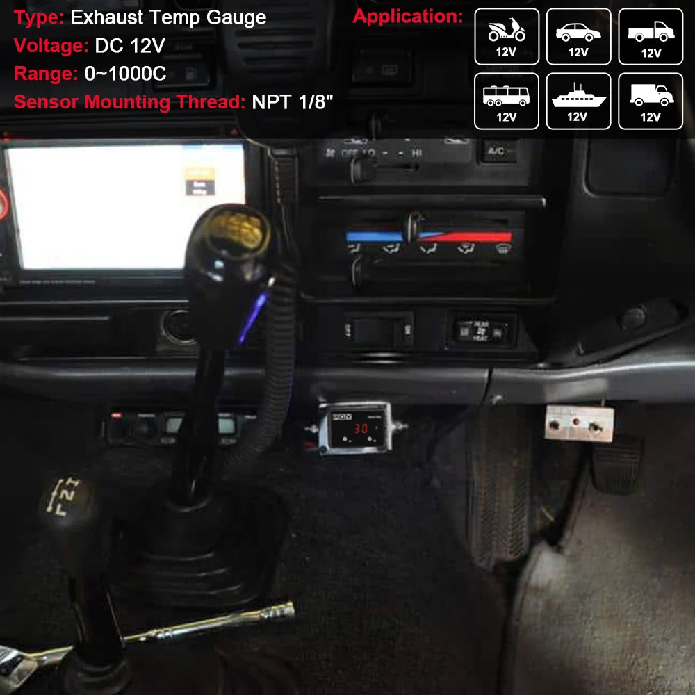 Exhaust Gas Temperature Gauge Digital with Sensor | EGT Monitor Kit for 4WD Hilux P additional angle