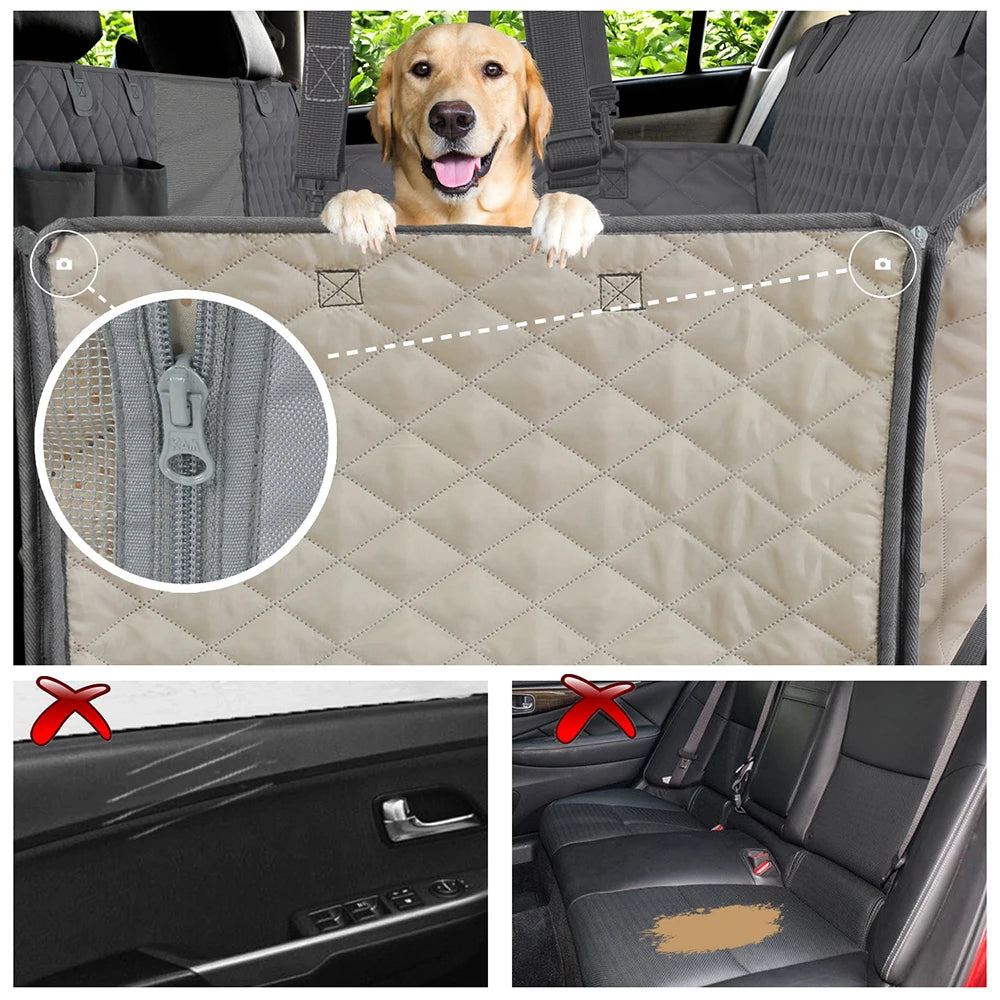 PETRAVEL Dog Car Seat Cover Waterproof Pet Travel Dog Carrier Hammock Car Rear Back S lifestyle view