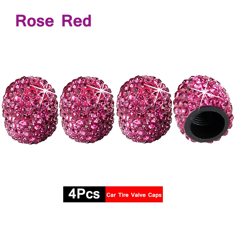 4Pcs Crystal Rhinestone Car Tire Valve Caps | Sparkly Dustproof Bling Tire Stem Cover alternate view
