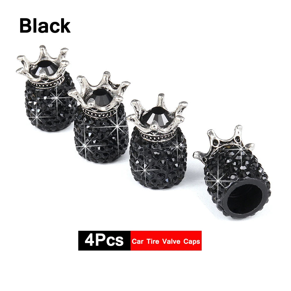 4Pcs Crystal Rhinestone Car Tire Valve Caps | Sparkly Dustproof Bling Tire Stem Covers detail view