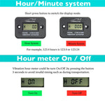 Digital Vibration Tachometer Hour Meter | Waterproof Engine Gauge with LCD Display alternate view