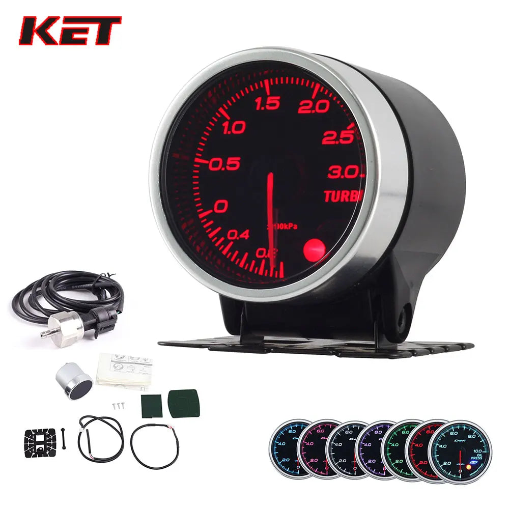 2 Inch 52mm Smoke Lens 3Bar Turbo Gauge Boost Meter With Electronic Sensor | Universal 12V Turbo Boo