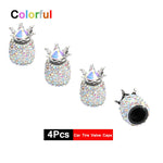 4Pcs Crystal Rhinestone Car Tire Valve Caps | Sparkly Dustproof Bling Tire Stem Covers close-up view