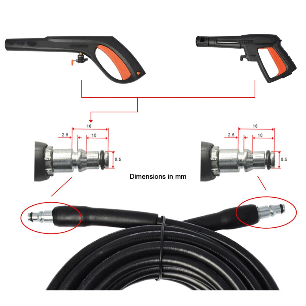 10m High Pressure Car Washer Water Cleaning Hose | Heavy Duty Extension Hose for Patri close-up view