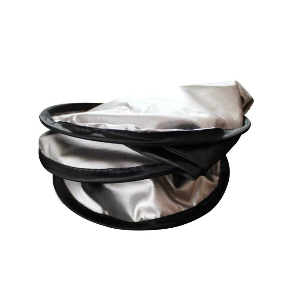 Silver Foldable Windshield Sun Shade Cover close-up view