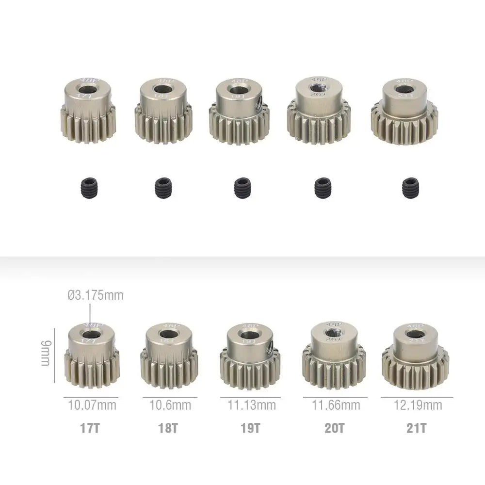 5PCS 32DP 48DP 64DP M0.6 3.175mm Metal Aluminium Pinion Motor Gear Set 12T-50T for additional angle