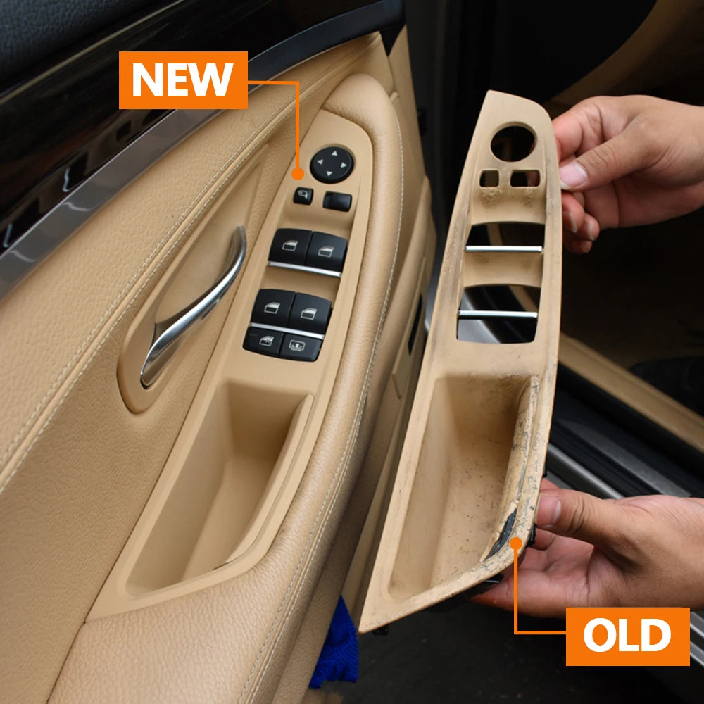 Front Left Beige Black Brown Car Interior F10 Door Armrest Panel Door Handle Replac additional angle