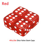 DSYCAR 4Pcs Gold Dice Tire Valve Caps | Dustproof Plastic Wheel Stem Caps for Auto Truck detail view