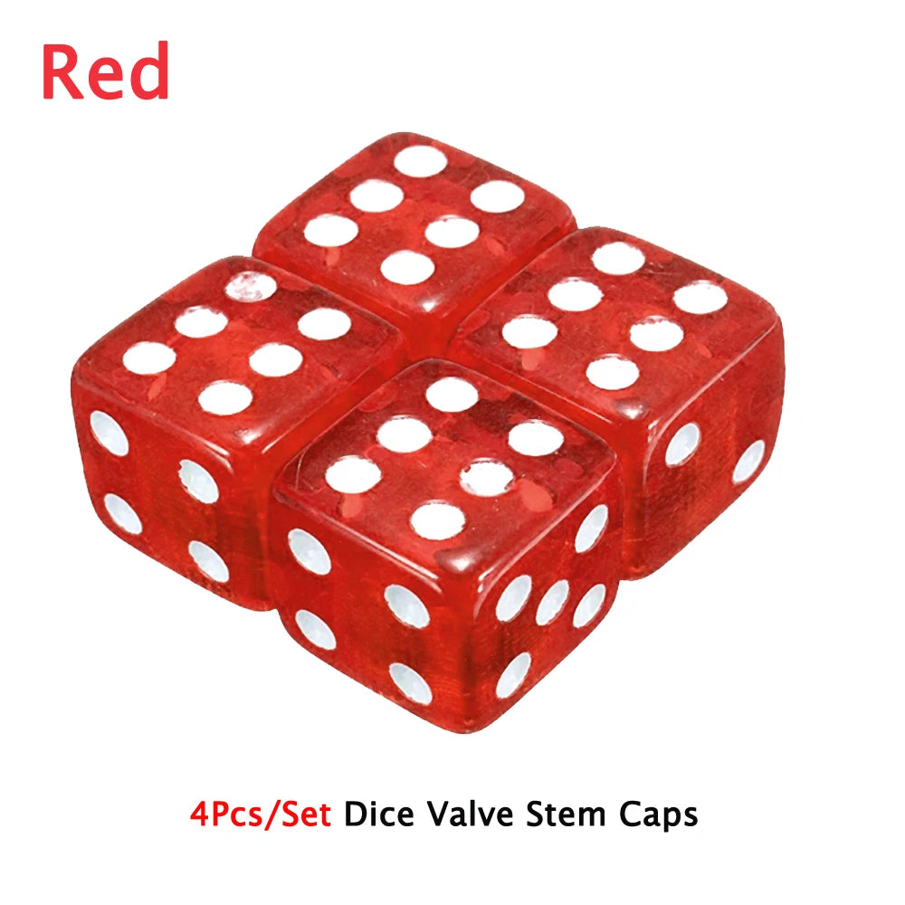 DSYCAR 4Pcs Gold Dice Tire Valve Caps | Dustproof Plastic Wheel Stem Caps for Auto Truck detail view
