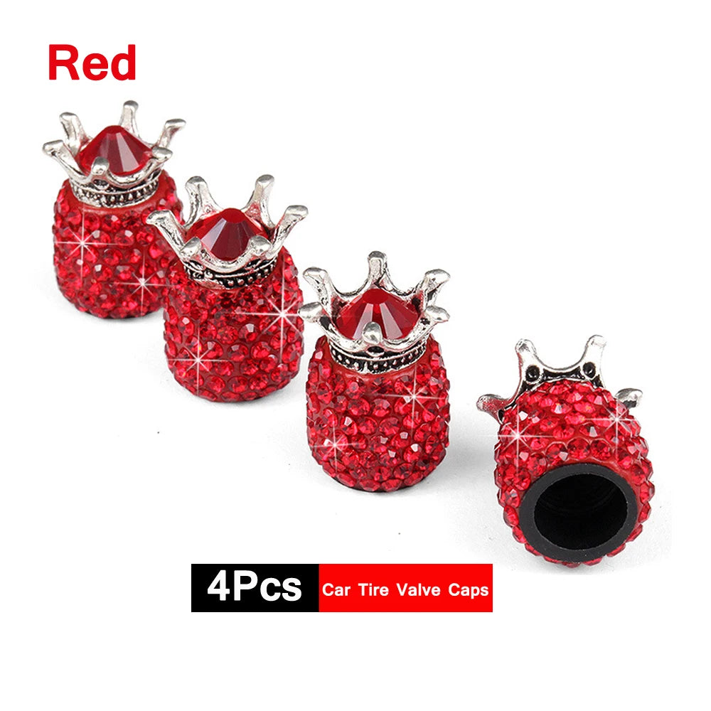 4Pcs Crystal Rhinestone Car Tire Valve Caps | Sparkly Dustproof Bling Tire Stem Cover alternate view