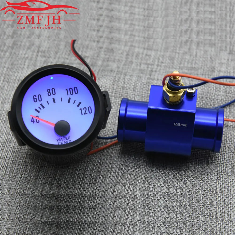 52mm Blue LED Water Temp Gauge | Universal Racing Radiator Sensor Kit