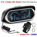 2 In 1 LCD Digital Car Truck Water Temp Gauge with 1/8 NPT Sensor and Voltmeter | 1 additional angle