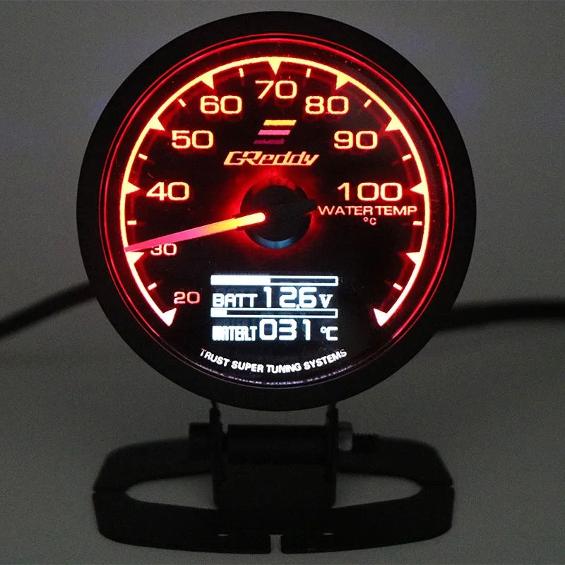 Universal 2.5 Inch 62mm 7 Color LCD Gauge | Water Temp Oil Pressure RPM Tachometer additional angle