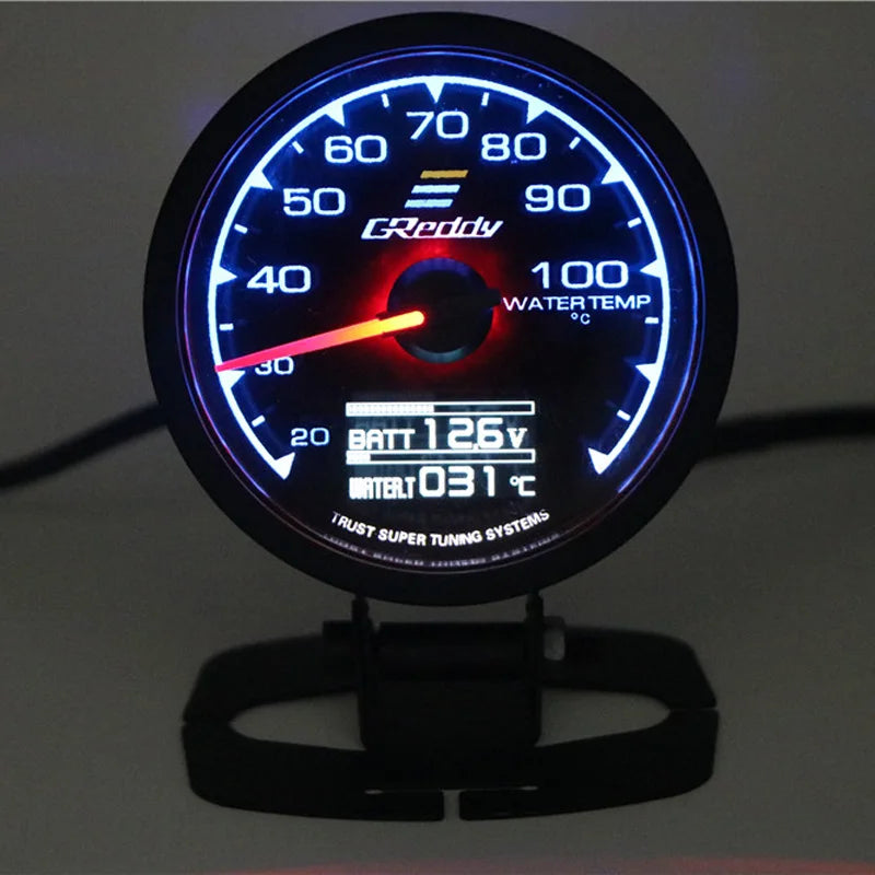 62mm 7-Color LCD Digital Gauge | Multi-Function Turbo Boost Oil Pressure Water Temp Ra close-up view