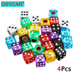 DSYCAR 4Pcs Gold Dice Tire Valve Caps | Dustproof Plastic Wheel Stem Caps for Auto Truck Bike