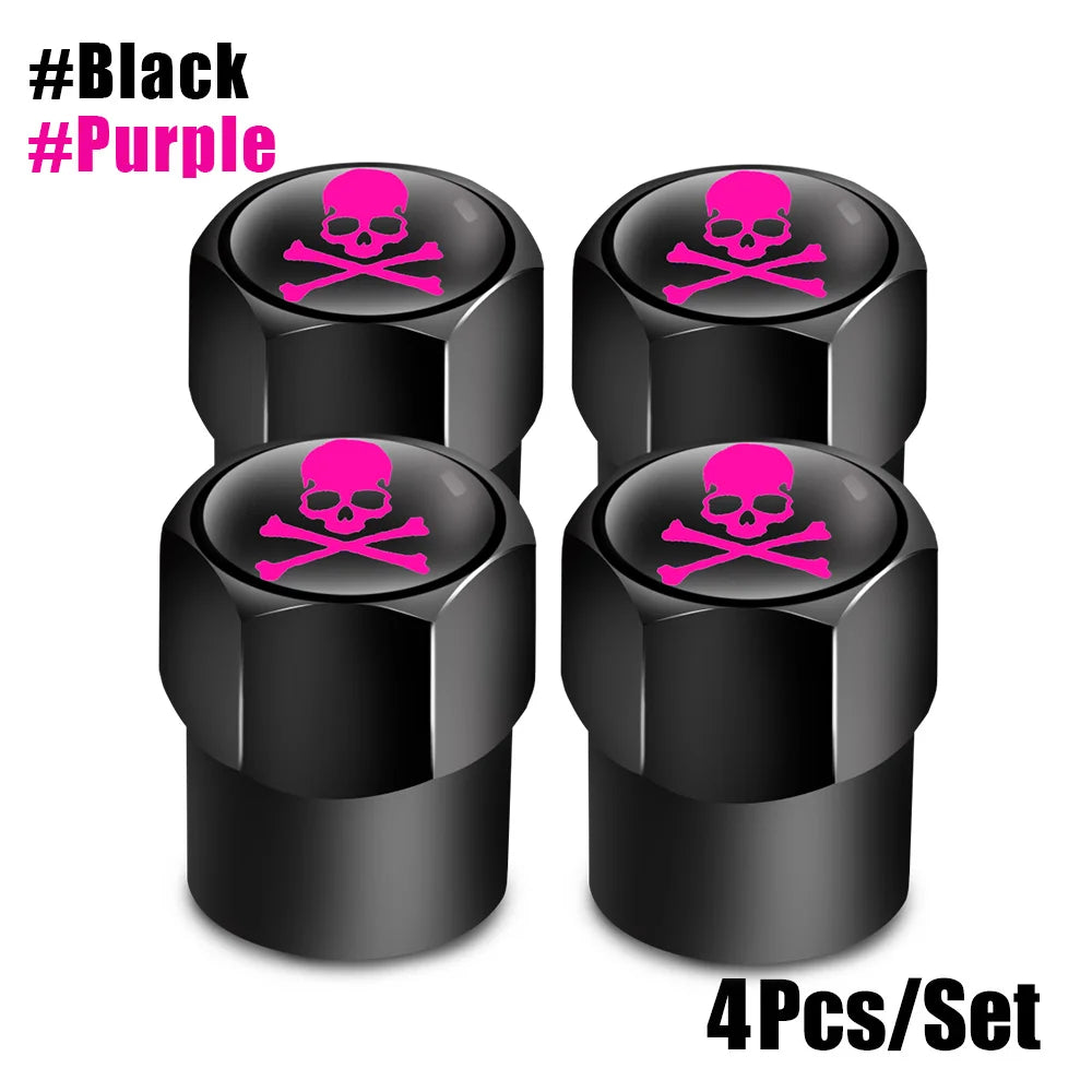 Aluminum Valve Stem Caps 4-Pack | Dust Covers for Car, Truck, Bike, Motorcycle close-up view