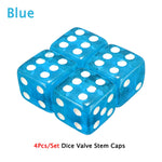 DSYCAR 4Pcs Gold Dice Tire Valve Caps | Dustproof Plastic Wheel Stem Caps for Auto Truck detail view