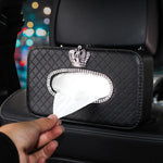 Rhinestone Car Tissue Box Holder Hanging Organizer