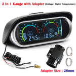 2 In 1 LCD Digital Car Truck Water Temp Gauge with 1/8 NPT Sensor and Voltmeter | 12V 24 detail view