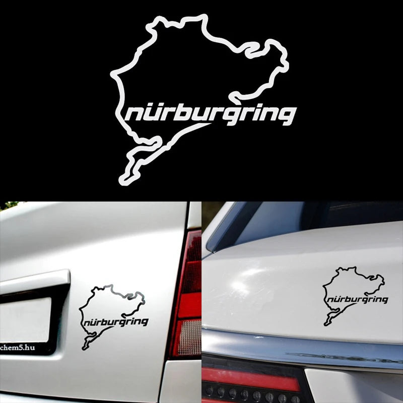 Car Styling Racing Road Nurburgring Creative Fashion Window Stickers Decal close-up view