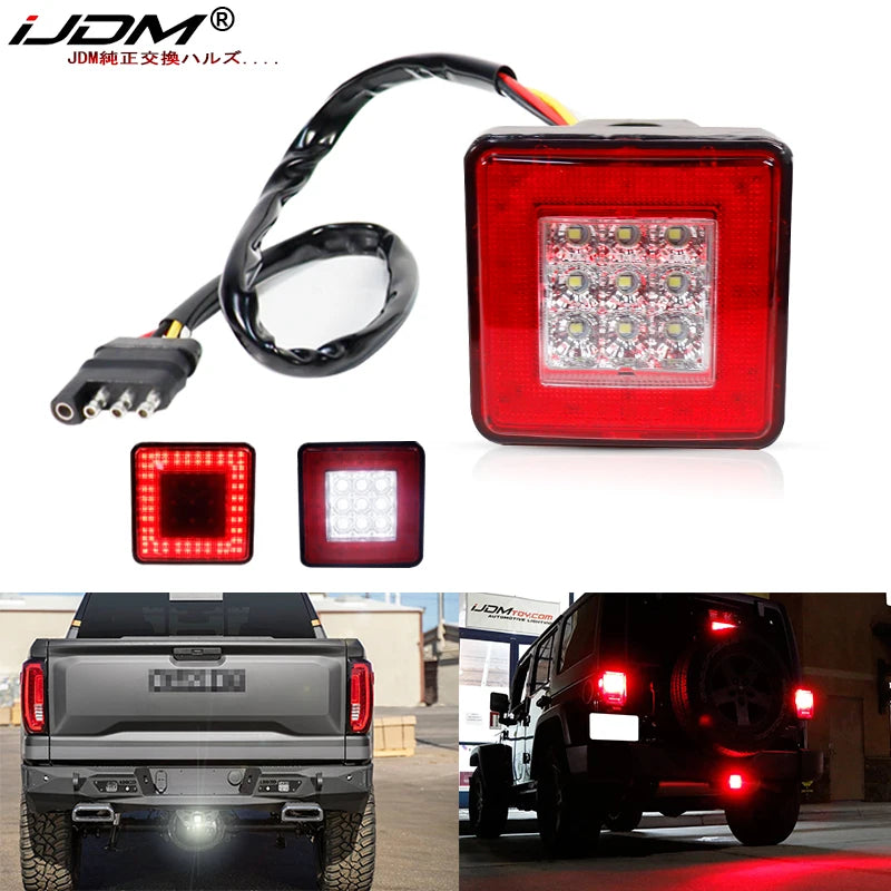 iJDM 2'' Hitch Receiver Brake Lamp,Tail Lamp,Reverse Light for Truck SUV Trailer Equipped Class 3/4/