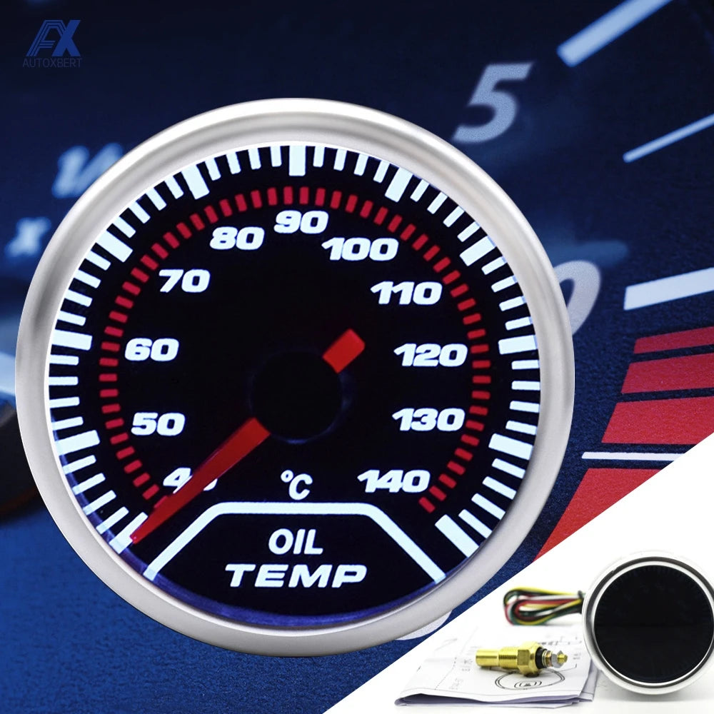 52mm Oil Temperature Gauge 40-140°C | Red Needle Digital Display with 1/8 NPT Sensor
