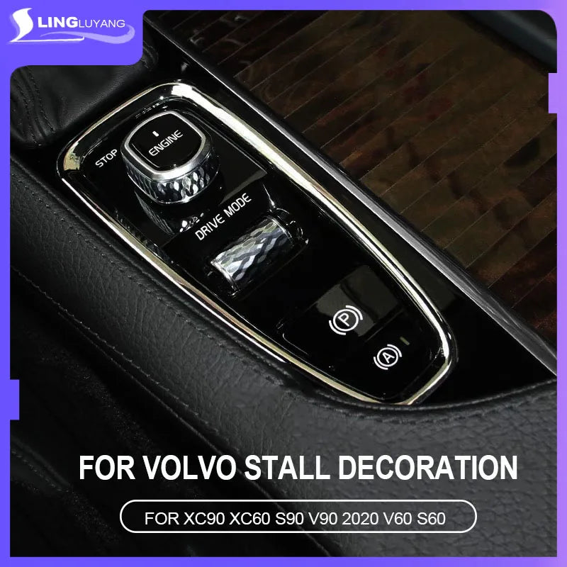 Center Console Car Armrest Gear Stall Brake Hand Frame Decoration Cover Trim Chrome NEW For Volvo XC90 XC60 S90 V90 V60 S60